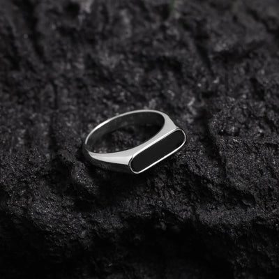 Urban Crown Stainless Steel Ring Black Stone