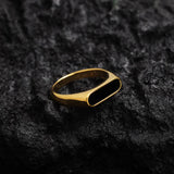 Urban Crown Stainless Steel Ring Black Stone