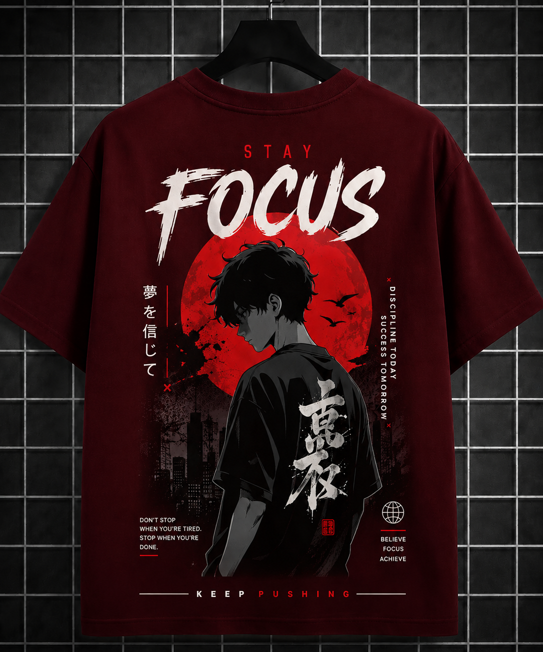 Stay Focus Oversized Graphic T-Shirt