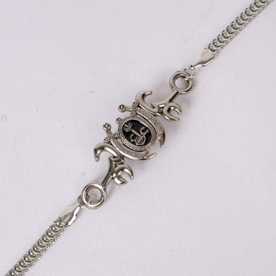Elegant Silver-Tone Emblem Bracelet