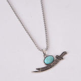 Ya Ali Sword Pendant Necklace with Blue Stone