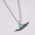 Ya Ali Sword Pendant Necklace with Blue Stone