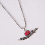 Ya Ali Sword Pendant Necklace with Red Stone